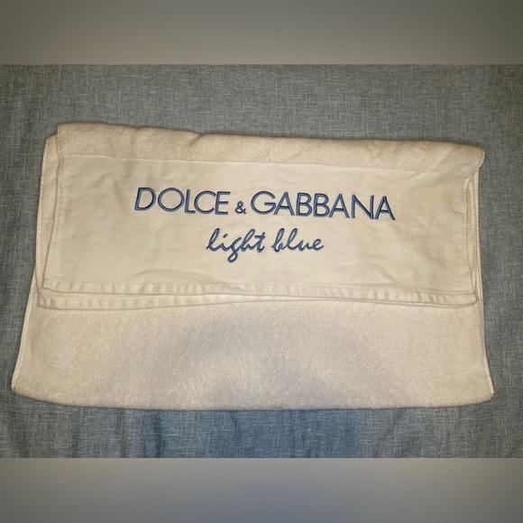 DOLCE & GABBANA "Light Blue" White Beach Towel, 55”x27",  100% Cotton, Pre-Owned - Picture 3 of 16